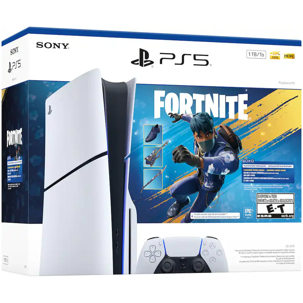 1TB SSD PlayStation 5 Slim Disc Edition Console – Fortnite Flowering Chaos Bundle, 4K UHD Blu-ray, 4K Gaming, Up to 120Hz, DualSense Wireless Controller