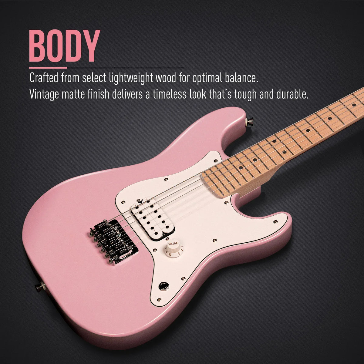 SONICAKE Electric Guitar for Kids Small Size Solid Wood Body with Humbucker Pickup, One Piece Premium Wood Neck & Fingerboard