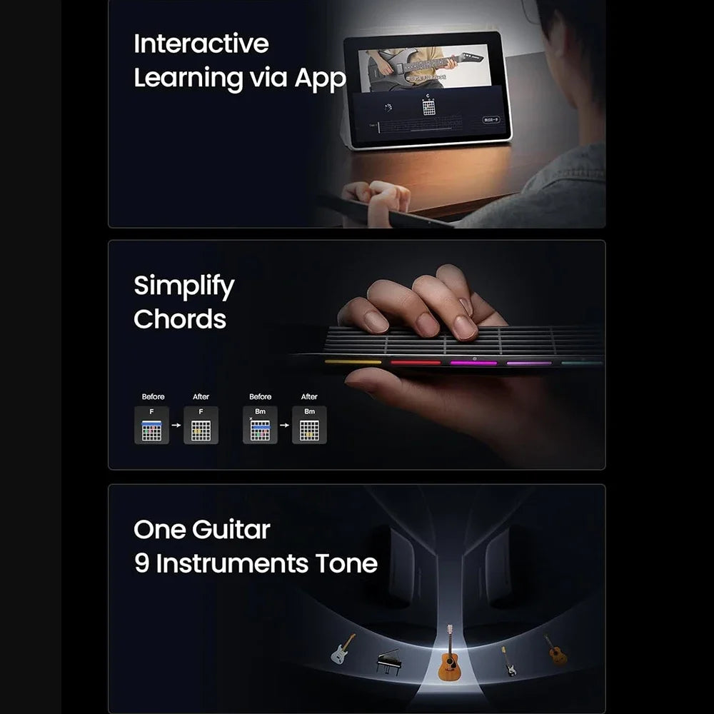 AeroBand Guitar Electric Guitar Pain-Free Silicone String All-in-One 9 Sound Styles Acoustic Bass With Speaker Microphone