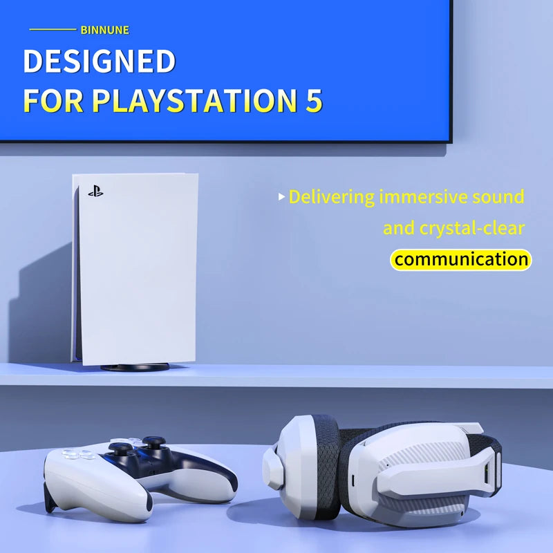BINNUNE BW06 Bluetooth Headsets Gamer with Mic for PS5 PS4 PC Mac Playstation Wireless 2.4GHz Gaming Headphone with Microphone