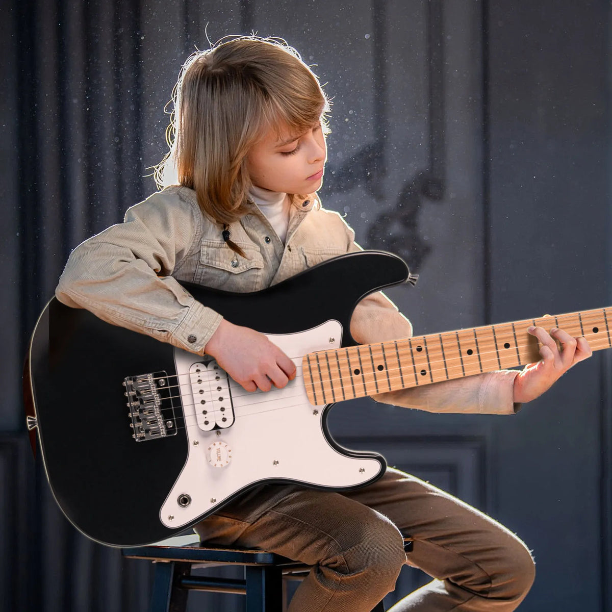 SONICAKE Electric Guitar for Kids Small Size Solid Wood Body with Humbucker Pickup, One Piece Premium Wood Neck & Fingerboard