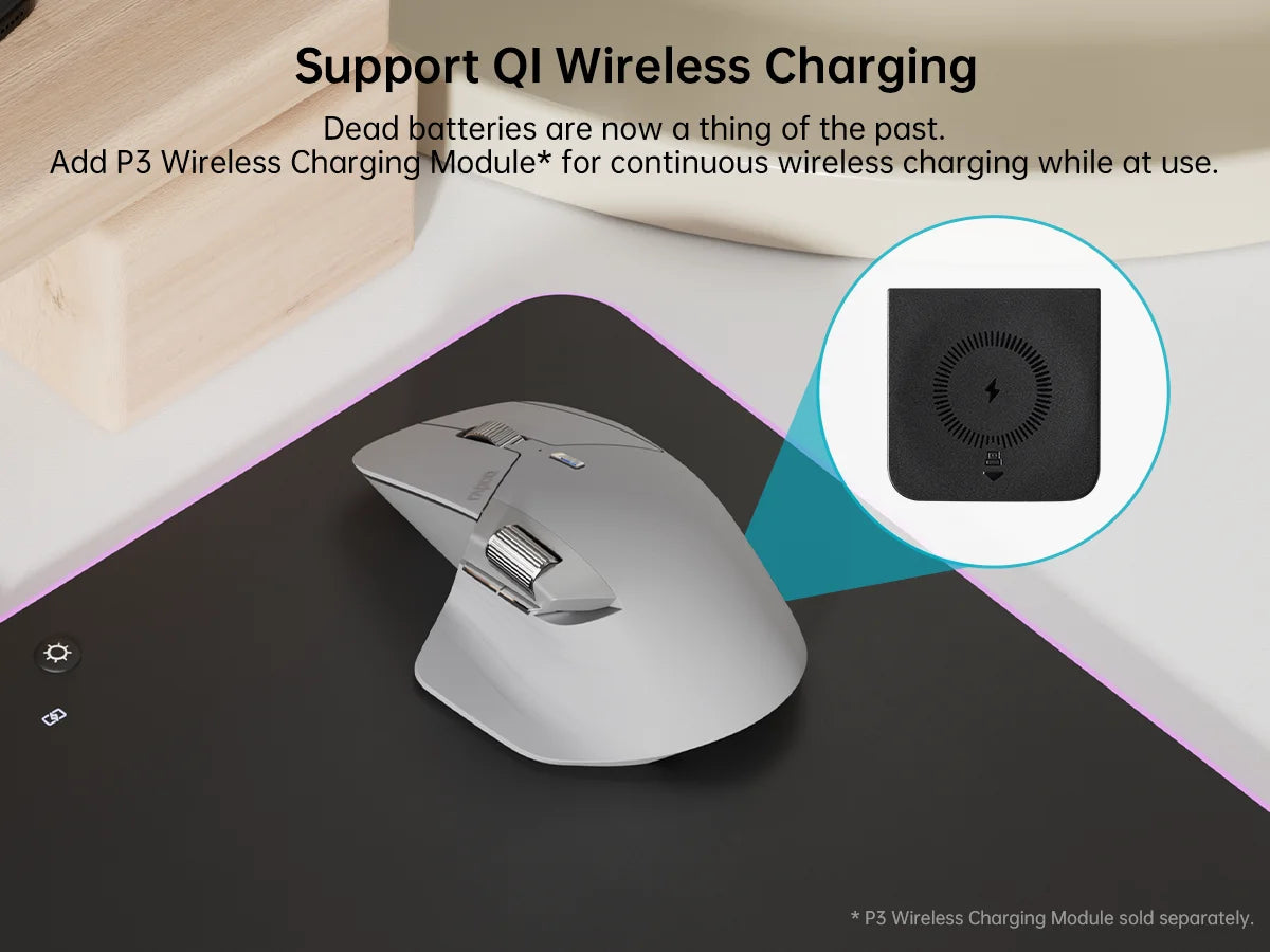 Rapoo MT760L/MT760M Multi-mode Rechargeable Wireless Mouse Ergonomic 4000 DPI Support Up to 4 Devices Bluetooth Mouse