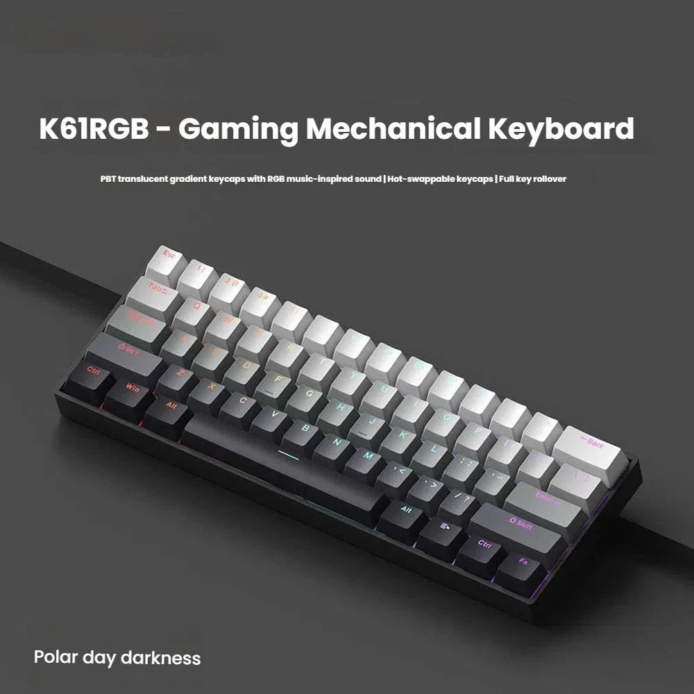 K61 USB Mini Mechanical Gaming Wired Keyboard Hot-Swappable Mechanical Keyboard Detachable Cable