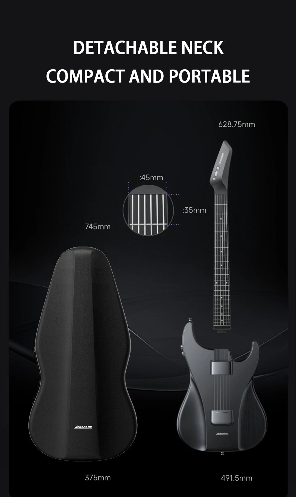 AeroBand Guitar Electric Guitar Pain-Free Silicone String All-in-One 9 Sound Styles Acoustic Bass With Speaker Microphone