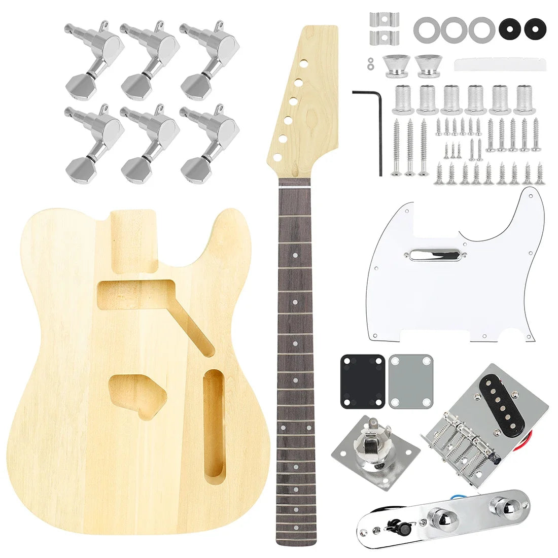 DIY Electric Guitar  Assembled Kit Set 6 Strings 22 Frets Maple Wood Guitar Electric Guitar Hand-assembled Parts Accessory Set