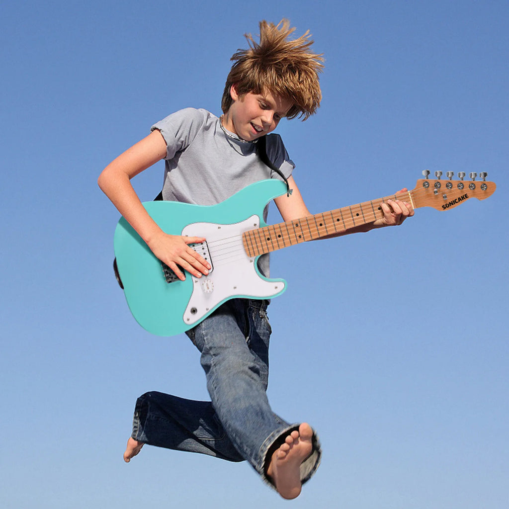 SONICAKE Electric Guitar for Kids Small Size Solid Wood Body with Humbucker Pickup, One Piece Premium Wood Neck & Fingerboard