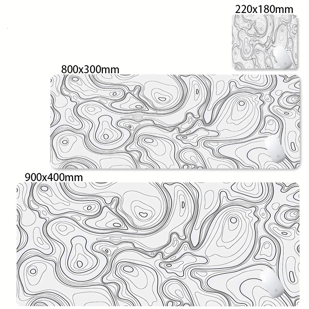 XXL Desk Mat Black And White Strata Liquid Mousepad Large Abstract Mouse Pad Gaming Deskmat With Lockedge Office Non-slip Carpet