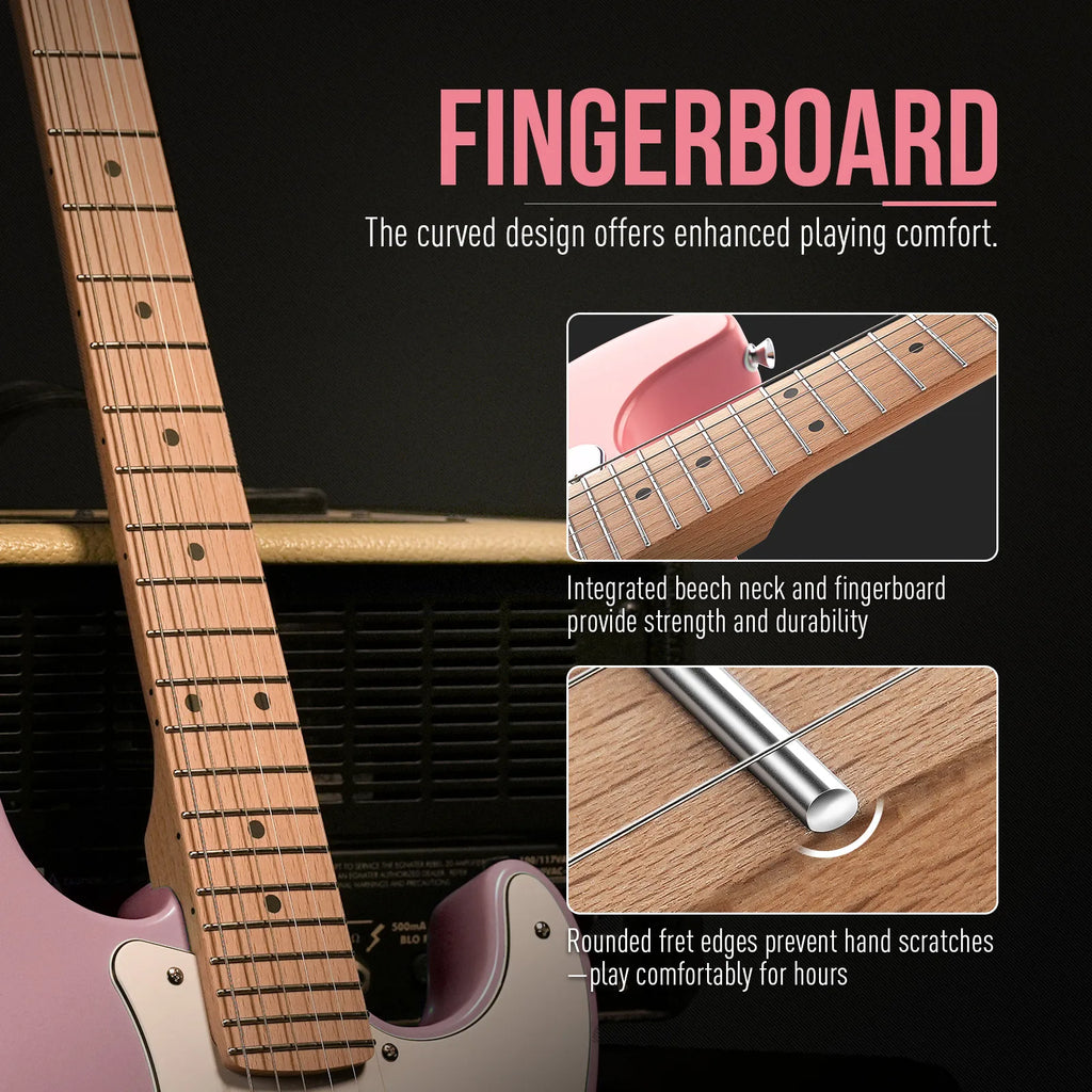 SONICAKE Electric Guitar for Kids Small Size Solid Wood Body with Humbucker Pickup, One Piece Premium Wood Neck & Fingerboard