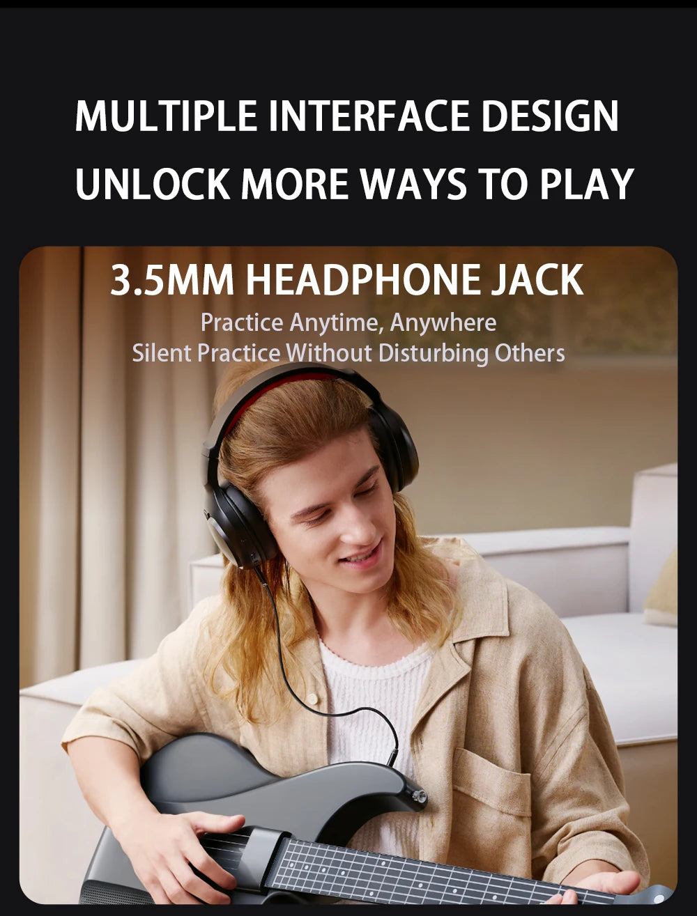 AeroBand Guitar Electric Guitar Pain-Free Silicone String All-in-One 9 Sound Styles Acoustic Bass With Speaker Microphone
