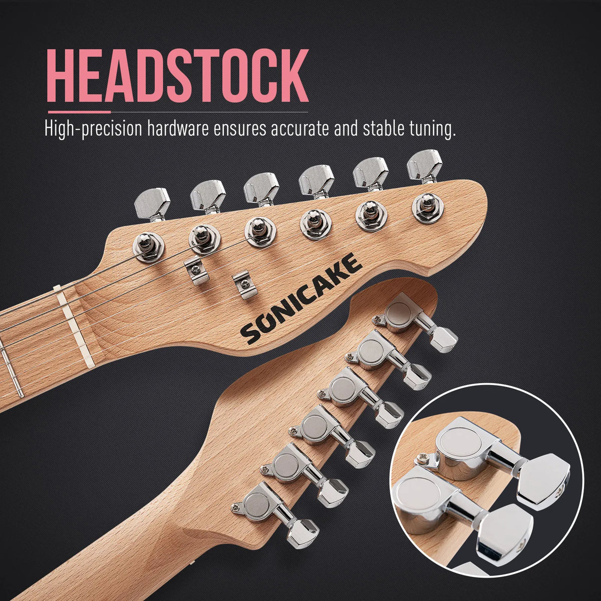 SONICAKE Electric Guitar for Kids Small Size Solid Wood Body with Humbucker Pickup, One Piece Premium Wood Neck & Fingerboard