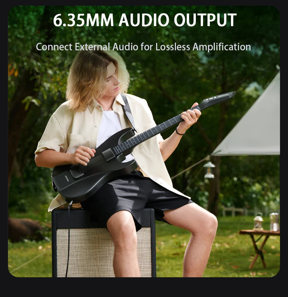AeroBand Guitar Travel Electric Guitar Pain-Free Silicone String All-in-One 9 Sound Styles Acoustic Bass With Speaker Microphone