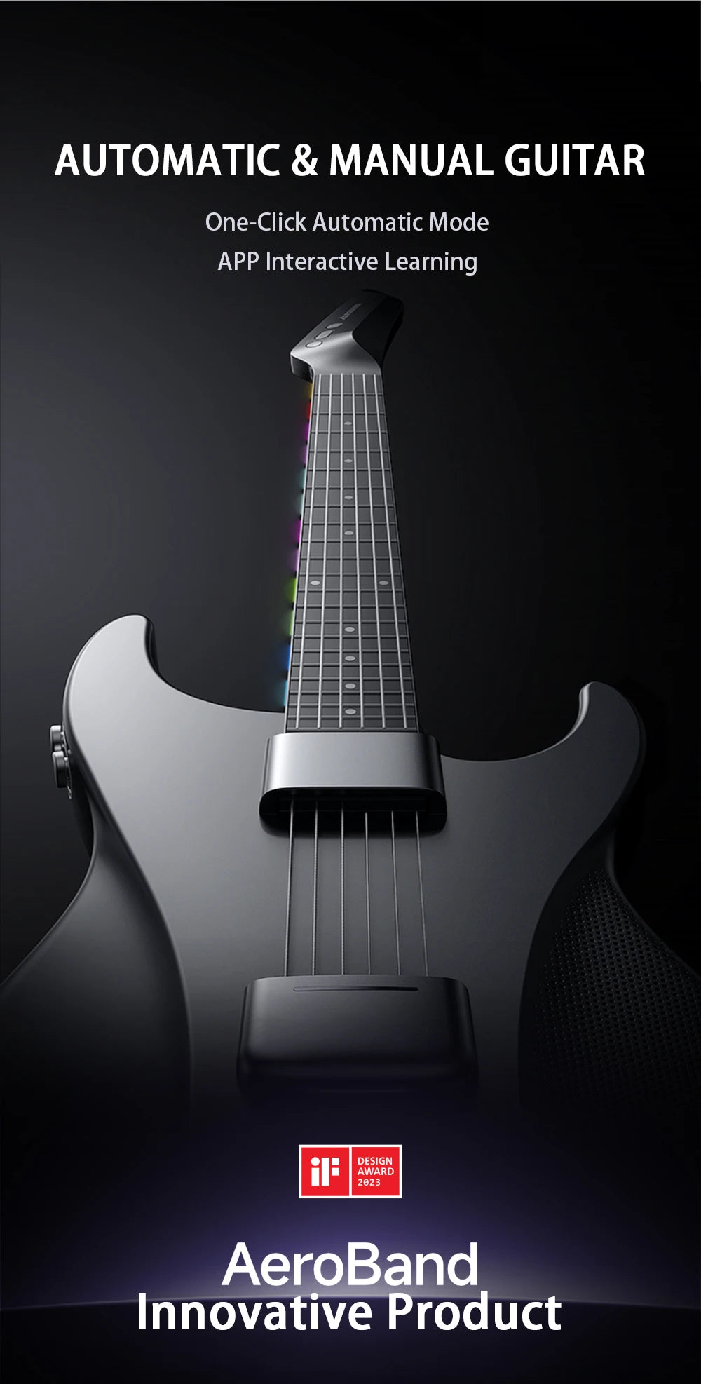 AeroBand Guitar Electric Guitar Pain-Free Silicone String All-in-One 9 Sound Styles Acoustic Bass With Speaker Microphone
