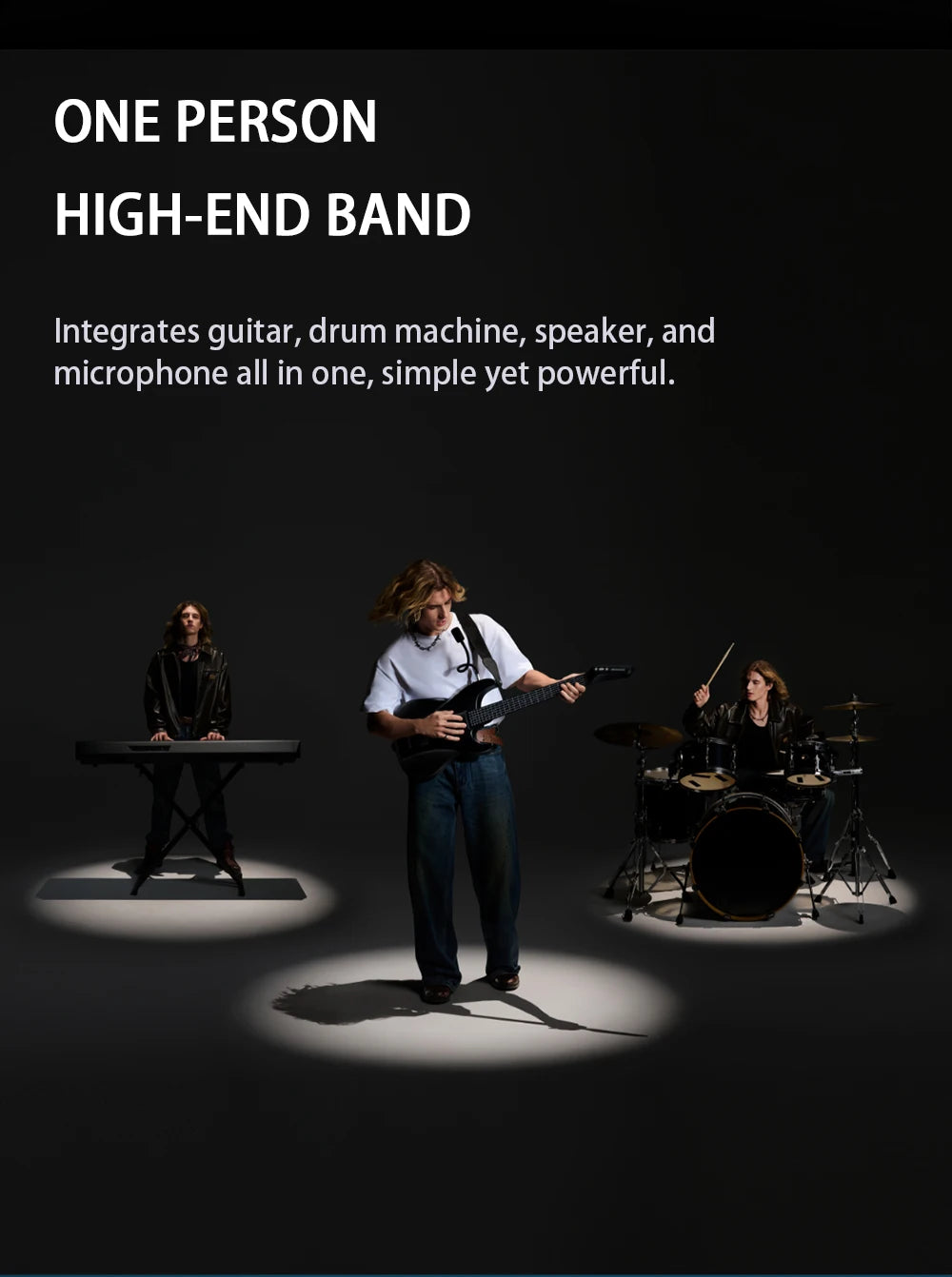 AeroBand Guitar Travel Electric Guitar Pain-Free Silicone String All-in-One 9 Sound Styles Acoustic Bass With Speaker Microphone