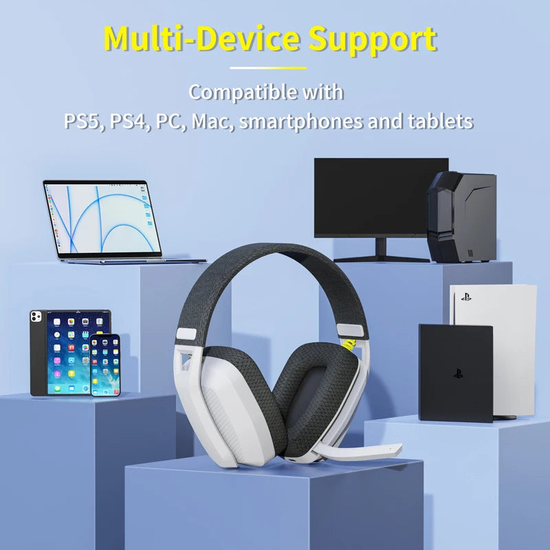 BINNUNE BW06 Bluetooth Headsets Gamer with Mic for PS5 PS4 PC Mac Playstation Wireless 2.4GHz Gaming Headphone with Microphone