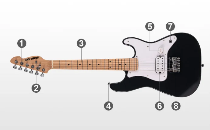 SONICAKE Electric Guitar for Kids Small Size Solid Wood Body with Humbucker Pickup, One Piece Premium Wood Neck & Fingerboard