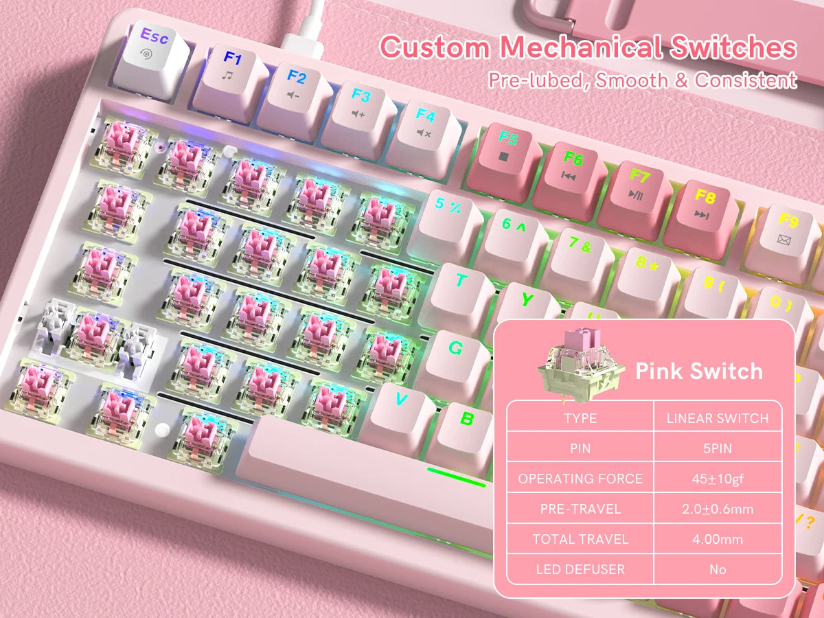 Womier VK75 Wired Mechanical Keyboard 75% Custom Hotswap with Knob RGB Backlit Gasket Mount Gaming Keyboard Double Linear Switch