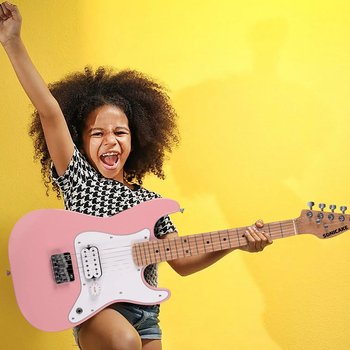 SONICAKE Electric Guitar for Kids Small Size Solid Wood Body with Humbucker Pickup, One Piece Premium Wood Neck & Fingerboard