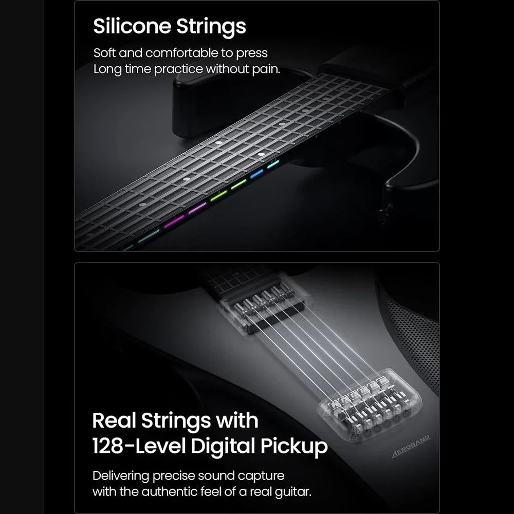 AeroBand Guitar Electric Guitar Pain-Free Silicone String All-in-One 9 Sound Styles Acoustic Bass With Speaker Microphone