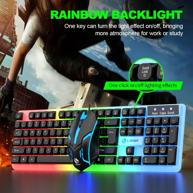 NG GTX350 Gaming Keyboard Mouse Combos Computer Laptop Backlight Gamer Kit LED Wired Usb Keyboard GTX350 Set-Black
